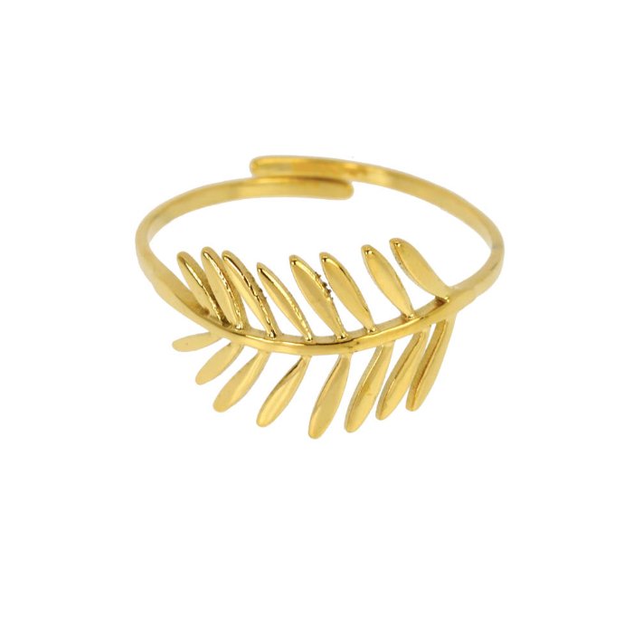 Bague ajustable feuilles en acier inoxydable - Bijoux de Mode Bague ajustable feuilles en acier inoxydable - Bijoux de Mode