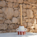 Bougeoir Menorca - rayure rosé et terracotta