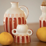 Bougeoir Menorca - rayure rosé et terracotta