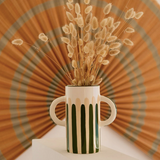 Grand vase avec anses Mediterranea - Rayures vert/beige