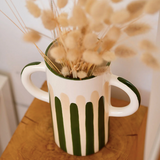 Grand vase avec anses Mediterranea - Rayures vert/beige