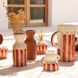 Vase Totem - Rayure rosé/terracotta