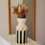 Vase Totem - Rayure vert/beige