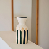 Vase Totem - Rayure vert/beige
