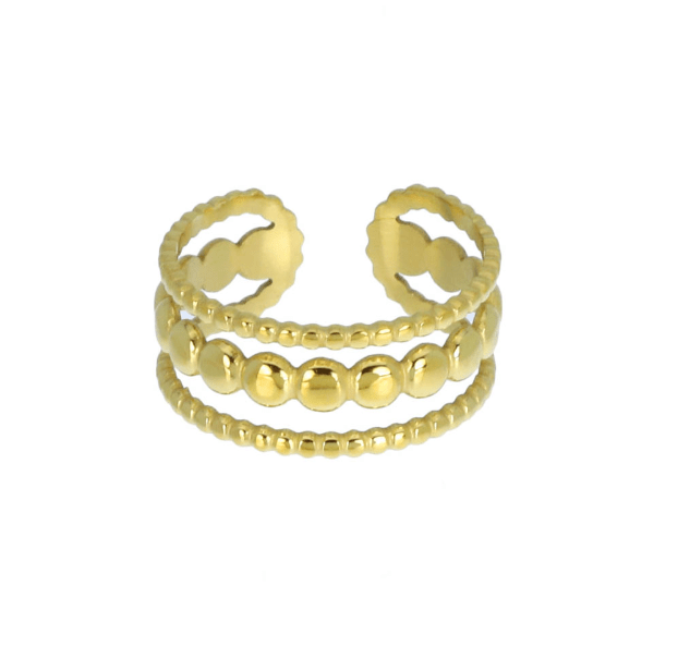 Bague 3 rangs en acier inoxydable doré - Boutique We Are ParisLes Cléias Acier Inoxydable
