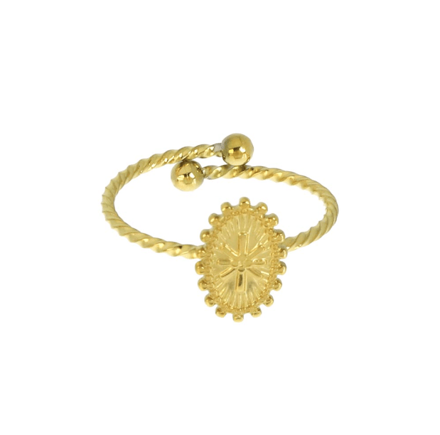 Bague en acier inoxydable doré Siméon - Boutique We Are ParisLes Cléias Acier Inoxydable