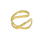 Bague martelée en acier inoxydable doré Juno - Boutique We Are ParisLes Cléias Acier Inoxydable
