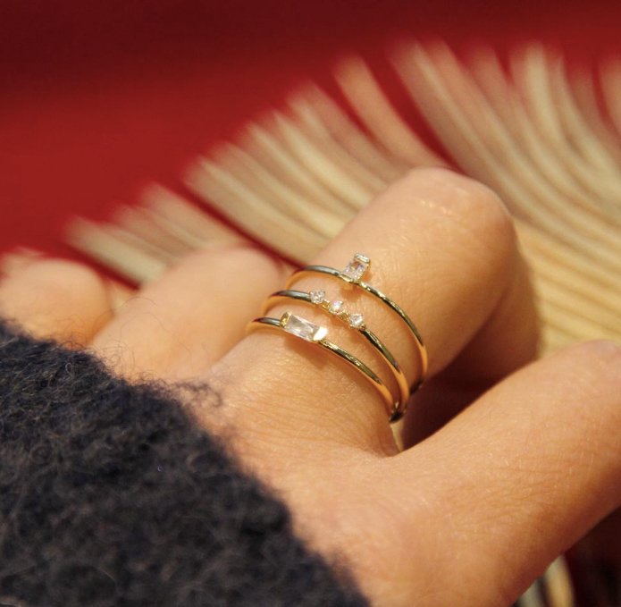Bague solitaire en plaqué or Elisa - Boutique We Are ParisLes Cléias Plaqué Or