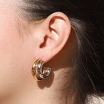 Boucles d'oreilles double en acier inoxydable doré et argenté - Boutique We Are ParisLes Cléias Acier Inoxydable