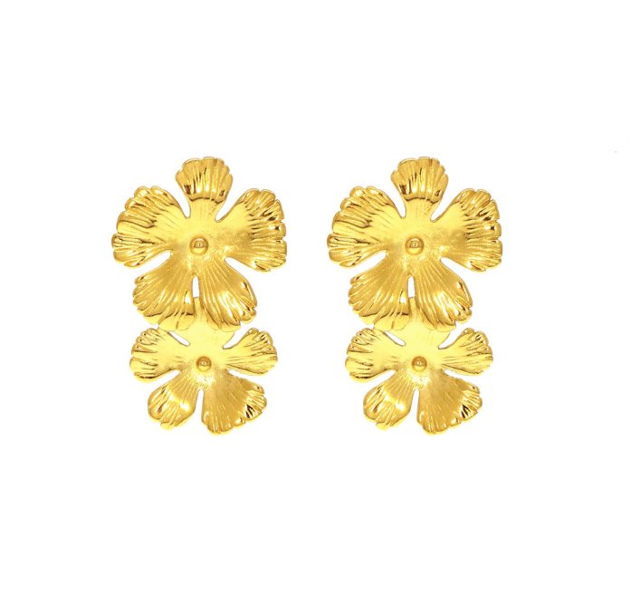 Boucles d'oreilles double fleur doré en acier inoxydable - Boutique We Are ParisLes Cléias Acier Inoxydable