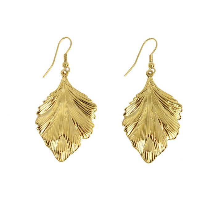 Boucles d'oreilles grandes feuilles Alia - acier inoxydable doré - Boutique We Are ParisLes Cléias Acier Inoxydable