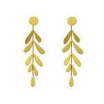 Boucles d'oreilles longues feuilles lisses, en acier inoxydable doré - Boutique We Are ParisLes Cléias Acier Inoxydable
