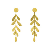 Boucles d'oreilles longues feuilles lisses, en acier inoxydable doré - Boutique We Are ParisLes Cléias Acier Inoxydable