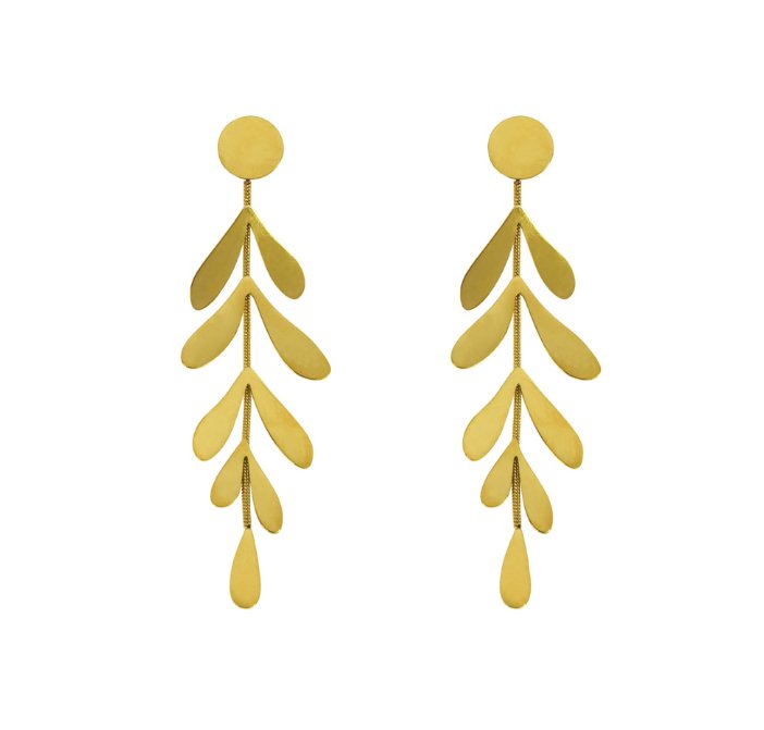 Boucles d'oreilles longues feuilles lisses, en acier inoxydable doré - Boutique We Are ParisLes Cléias Acier Inoxydable