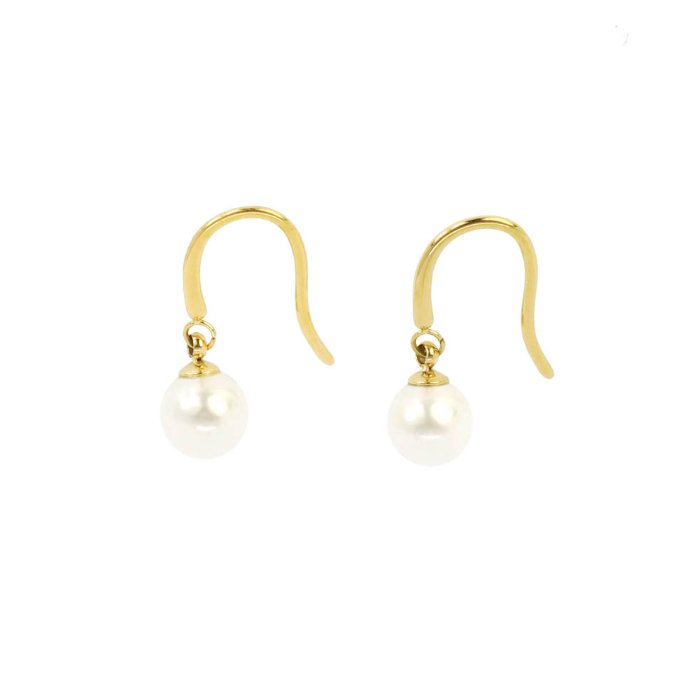 Boucles d'oreilles pendentif perles blanche en acier inoxydable doré Simplicité - Boutique We Are ParisLes Cléias Acier Inoxydable