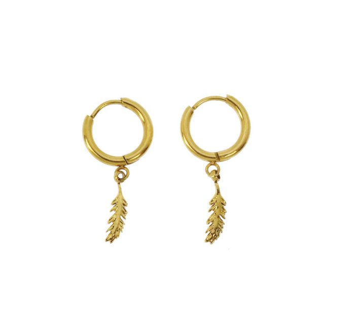 Boucles d'oreilles pendentif plume en acier inoxydable doré Plume - Boutique We Are ParisLes Cléias Acier Inoxydable