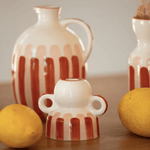 Bougeoir Menorca - rayure rosé et terracotta - Boutique We Are ParisOustao