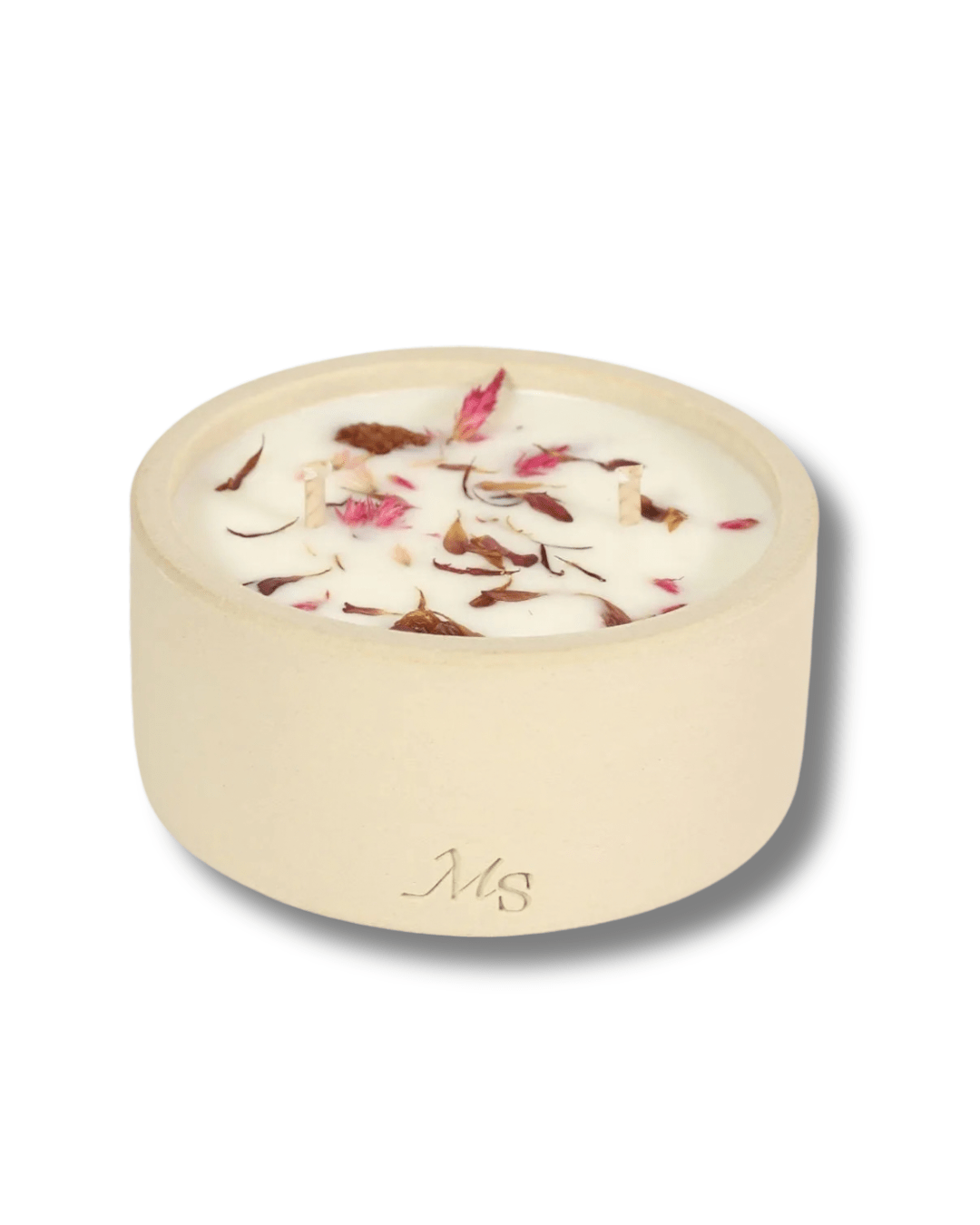 Bougie fleurie et pot en grès, parfum Dimanche Gourmand - Boutique We Are ParisMaison Séjour