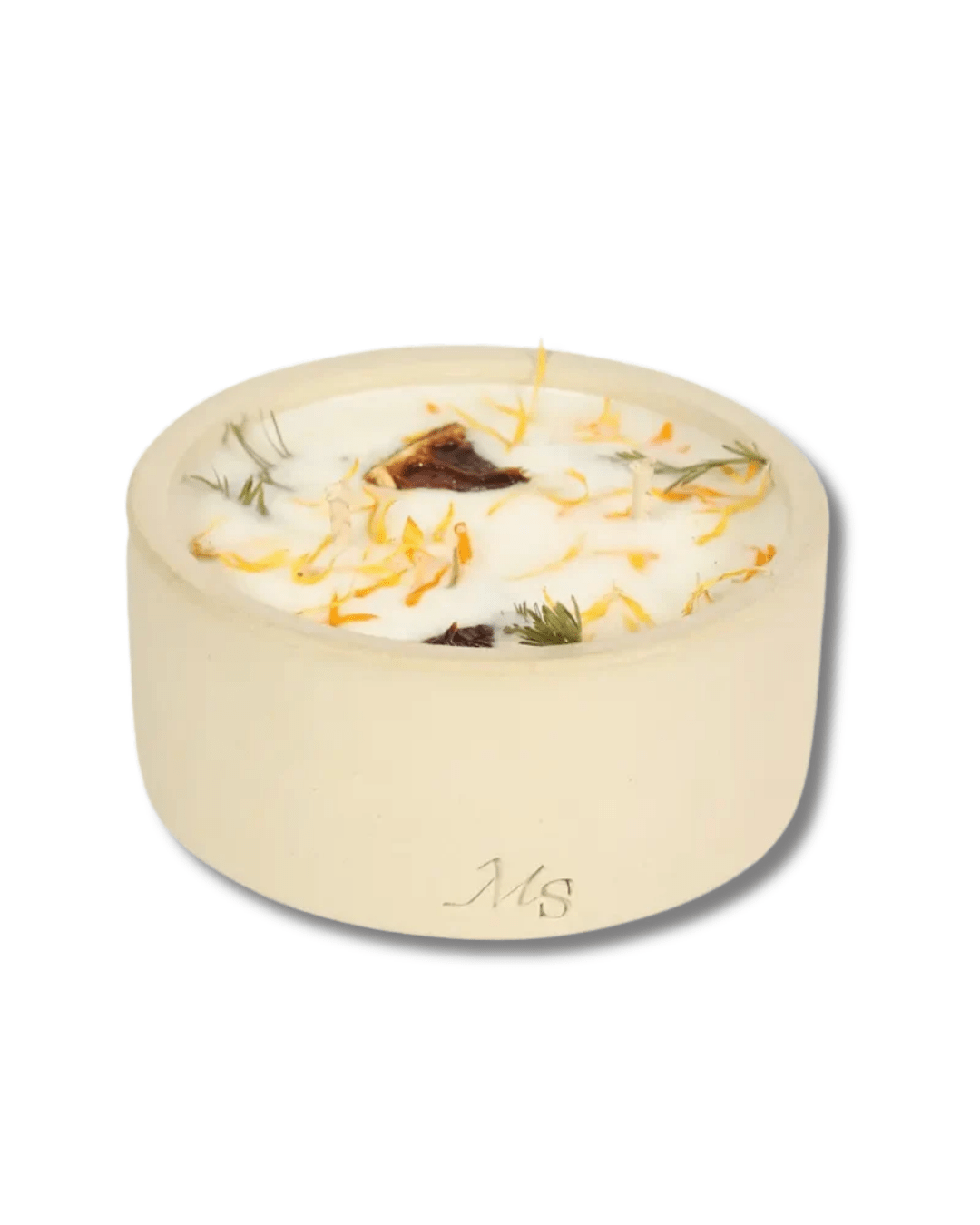 Bougie fleurie et pot en grès, parfum Fleur d'Oranger - Boutique We Are ParisMaison Séjour