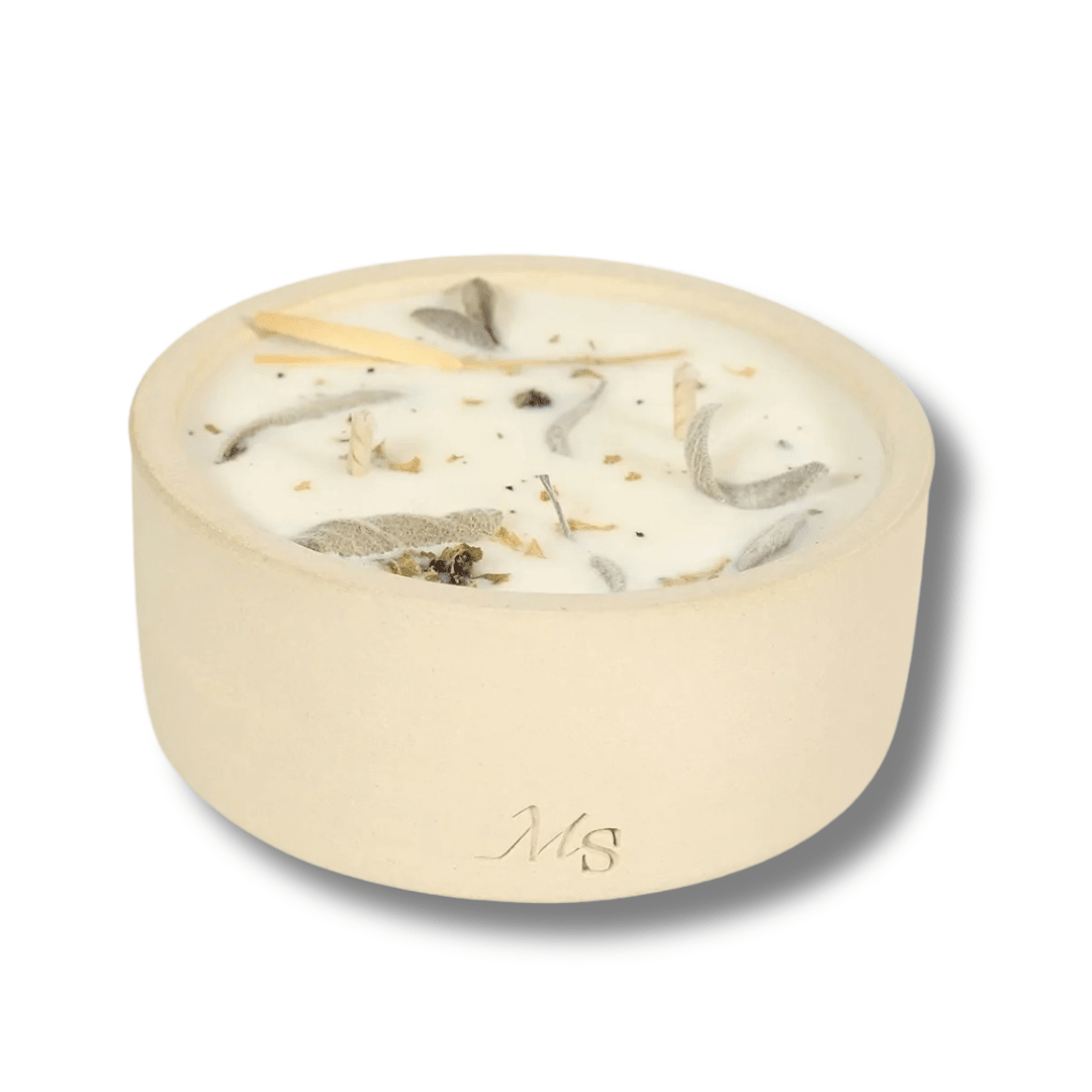 Bougie fleurie et pot en grès, parfum Jardin d'Hiver - Boutique We Are ParisMaison Séjour