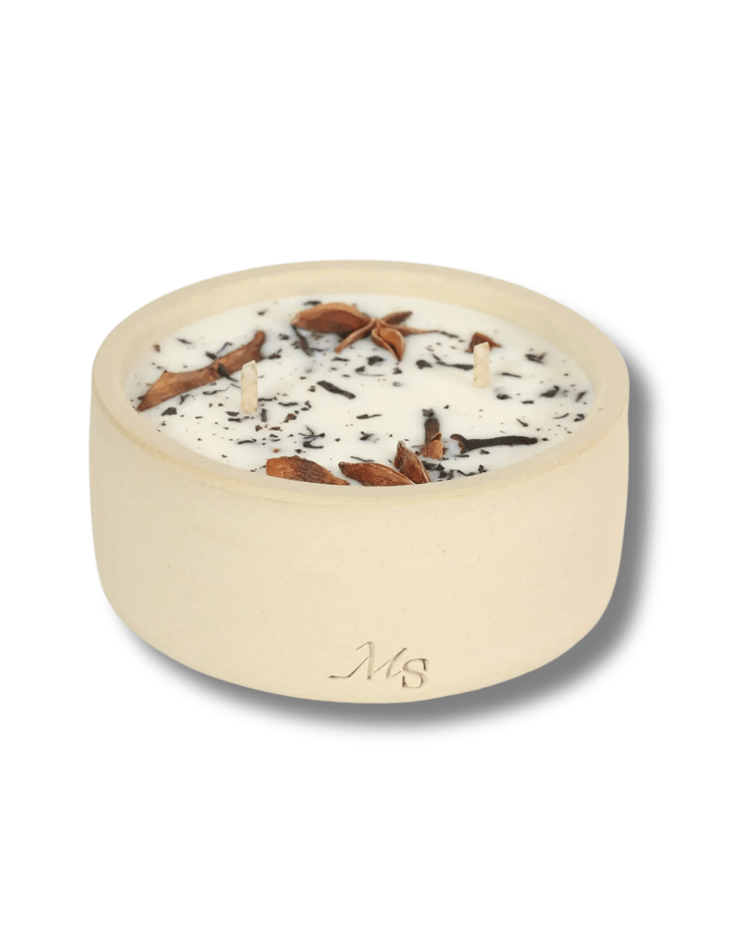 Bougie fleurie et pot en grès, parfum Thé & Pain d'Épices - Boutique We Are ParisMaison Séjour