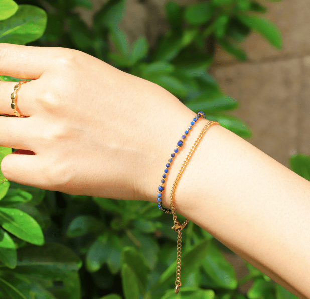 Bracelet Lapis Lazuli en acier inoxydable Laspi - Boutique We Are ParisLes Cléias Acier Inoxydable