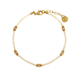 Bracelet perles Miyuki et cristal de couleur beige nacré en acier inoxydable Noela - Boutique We Are ParisLes Cléias Acier Inoxydable