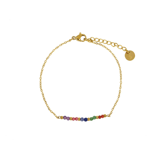 Bracelet pierres fines multicolores en acier inoxydable Yara - Boutique We Are ParisLes Cléias Acier Inoxydable