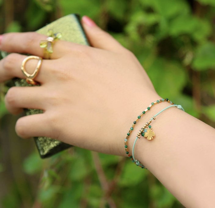 Bracelet pierres véritables en acier inoxydable Roxanna - pierre au choix - Boutique We Are ParisLes Cléias Acier Inoxydable