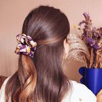 Chouchou Asma - tissu jaune, ocre, violet, noir - Boutique We Are ParisLaure Derrey