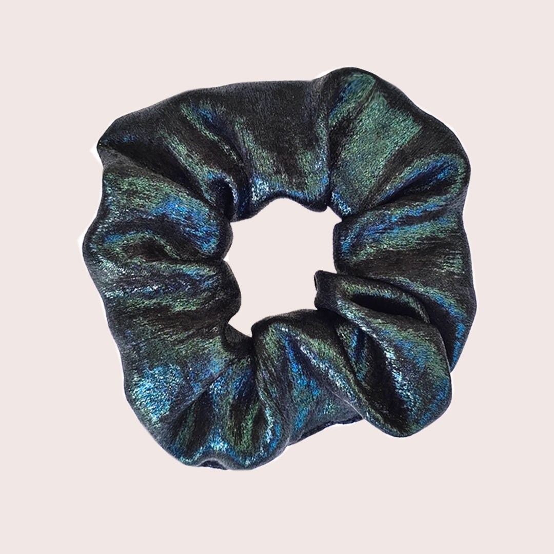 Chouchou Irisé Vert - tissu vert brillant - Boutique We Are ParisLaure Derrey
