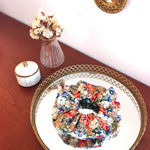 Chouchou Jemma - coton à fleurs imprimé corail et bleu - Boutique We Are ParisLaure Derrey