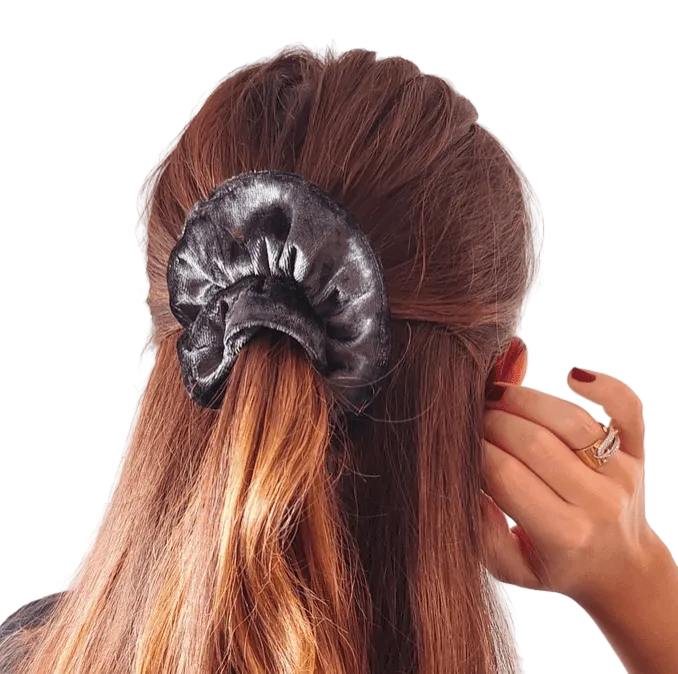 Chouchou Labradorite - tissu velours gris - Boutique We Are ParisLaure Derrey