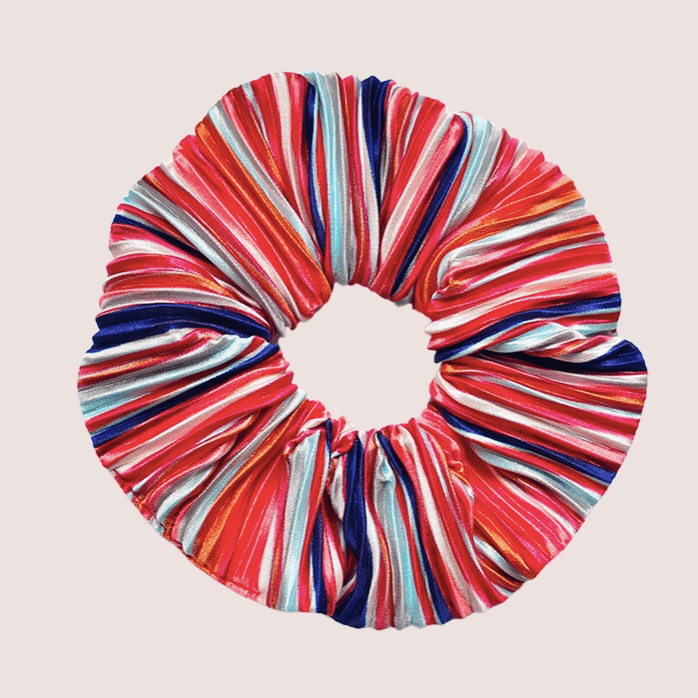 Chouchou Plissé multicolore - imprimé rayures colorées - Boutique We Are ParisLaure Derrey