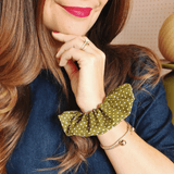 Chouchou Simone - coton vert olive à pois blancs - Boutique We Are ParisLaure Derrey