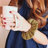 Chouchou Simone - coton vert olive à pois blancs - Boutique We Are ParisLaure Derrey