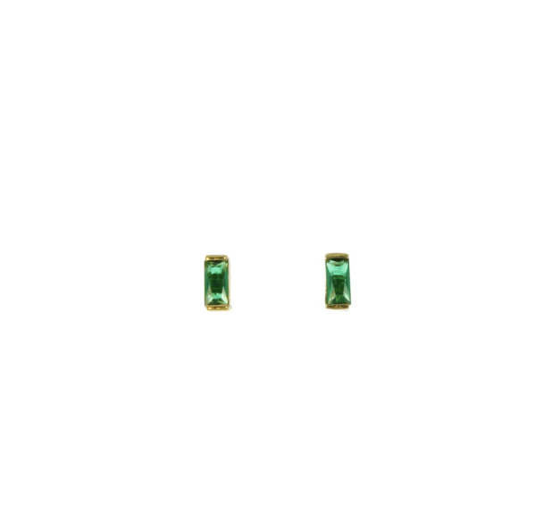 Clous d'oreilles diamant noir ou vert rectangle en plaqué or - Boutique We Are ParisLes Cléias Plaqué Or