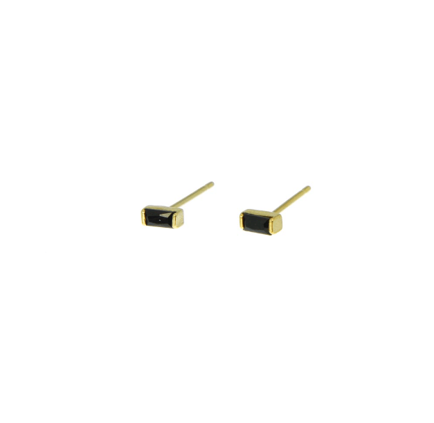 Clous d'oreilles diamant noir ou vert rectangle en plaqué or - Boutique We Are ParisLes Cléias Plaqué Or