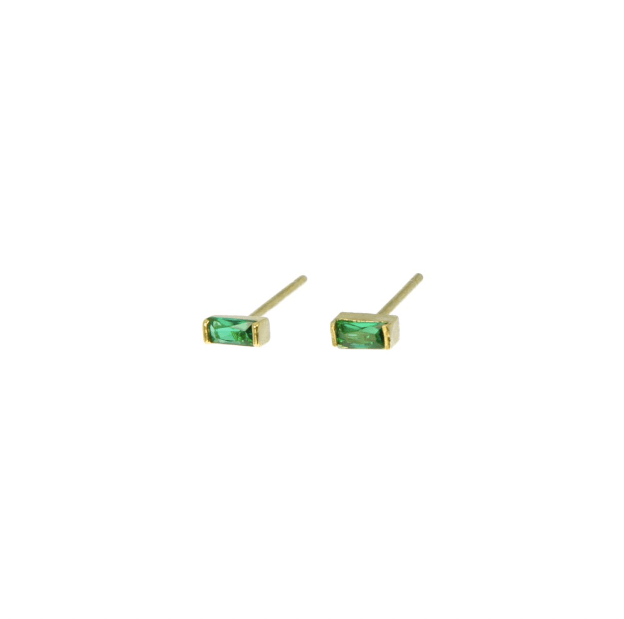 Clous d'oreilles diamant noir ou vert rectangle en plaqué or - Boutique We Are ParisLes Cléias Plaqué Or