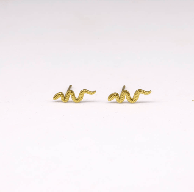 Clous d'oreilles Snake en acier inoxydable doré - Boutique We Are ParisLes Cléias Acier Inoxydable