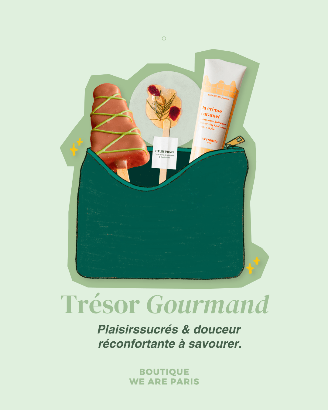 Coffret Trésor Gourmand – Pochette en cuir & douceurs de saison - Boutique We Are ParisCoffrets We Are Paris