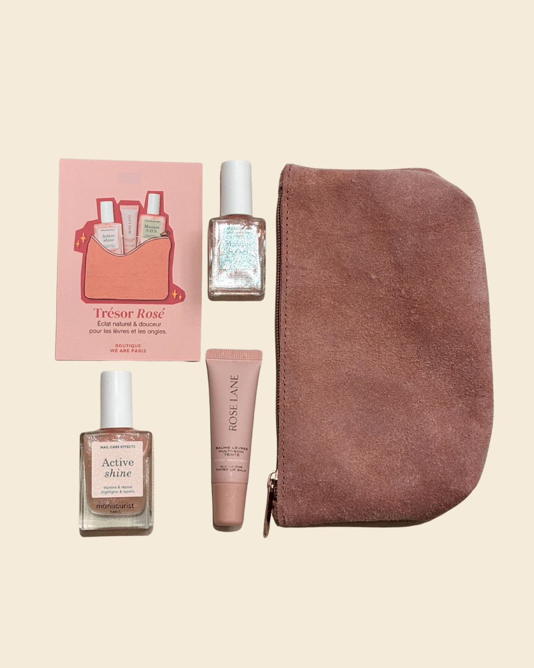 Coffret Trésor Rosé – Pochette en cuir & soins éclat naturel - Boutique We Are ParisCoffrets We Are Paris