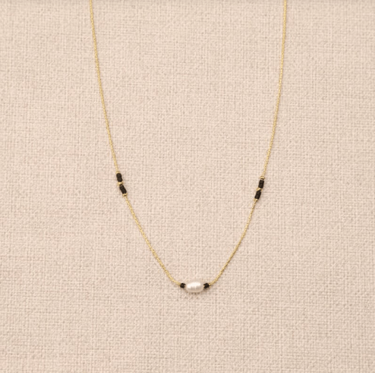 Collier Gina Noir - Boutique We Are ParisLes Cléias Acier Inoxydable