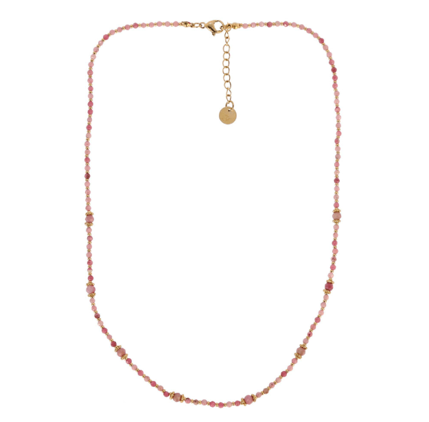 Collier pierres roses en acier inoxydable Rodi - Boutique We Are ParisLes Cléias Acier Inoxydable