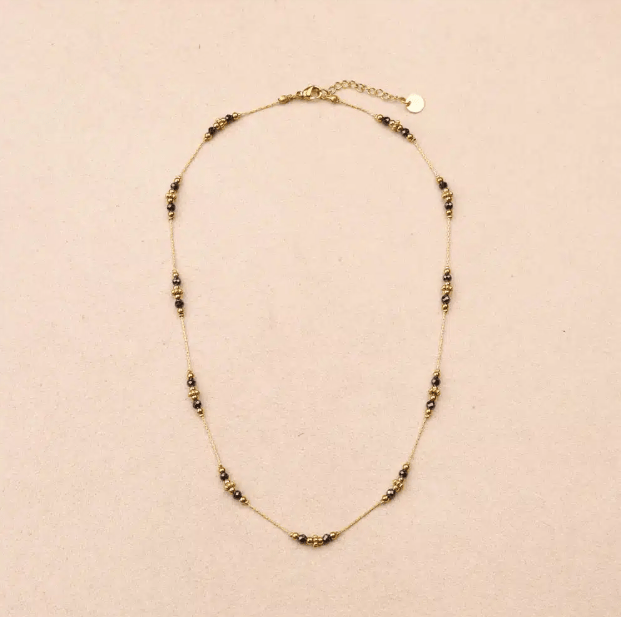 Collier Sophie noir - Boutique We Are ParisLes Cléias Acier Inoxydable