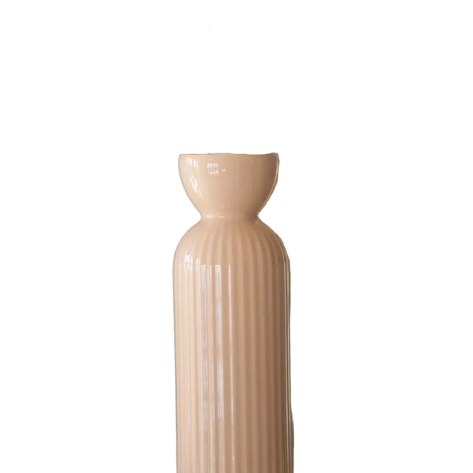 Grand bougeoir/vase en céramique Lus rose poudré - Boutique We Are ParisOustao