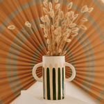 Grand vase avec anses Mediterranea - Rayures vert/beige - Boutique We Are ParisOustao