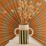 Grand vase avec anses Mediterranea - Rayures vert/beige - Boutique We Are ParisOustao
