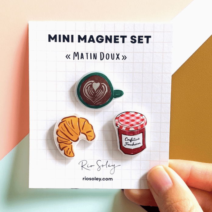Trois mini magnets faits main – Matin Doux - Boutique We Are ParisRio Soley
