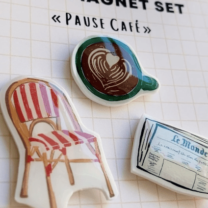 Trois mini magnets faits main – Pause Café - Boutique We Are ParisRio Soley